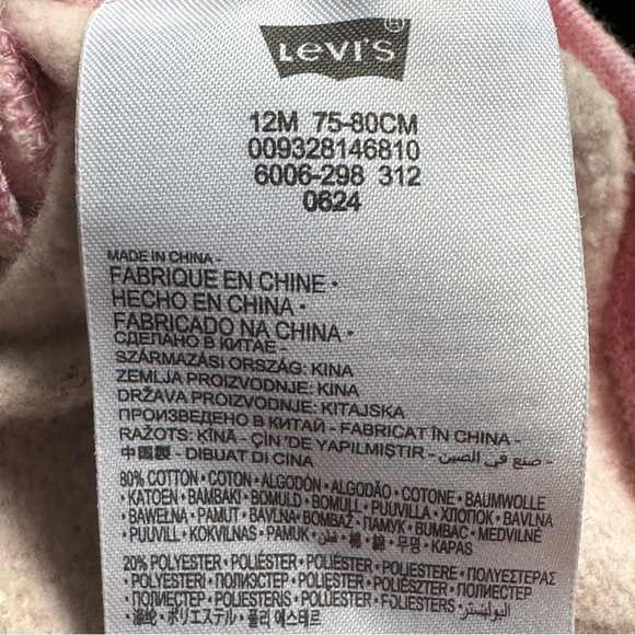 NWT Levis Baby Pink & Blue Jean Jacket Look Zipper Hoodie . Size 12 months - Picture 10 of 11